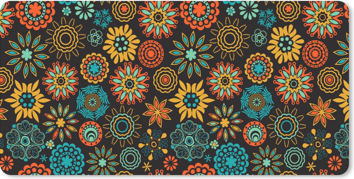 Muismat XXL 90x45 cm - Bureau onderlegger - Bureau mat Bohemian - Vintage - Bloem - Flora - Bureaumat - Gaming mousepad xl - Bureaulegger groot - Computer deskmat