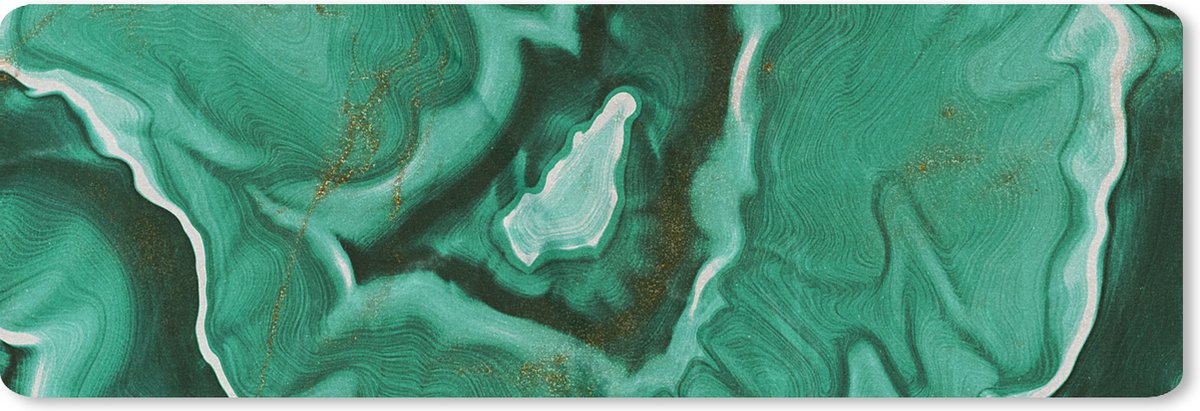 Muismat XXL 90x30 cm - Bureau onderlegger - Bureau mat Marmer - Aqua - Gouden - Bureaumat - Gaming mousepad xl - Bureaulegger groot - Computer deskmat