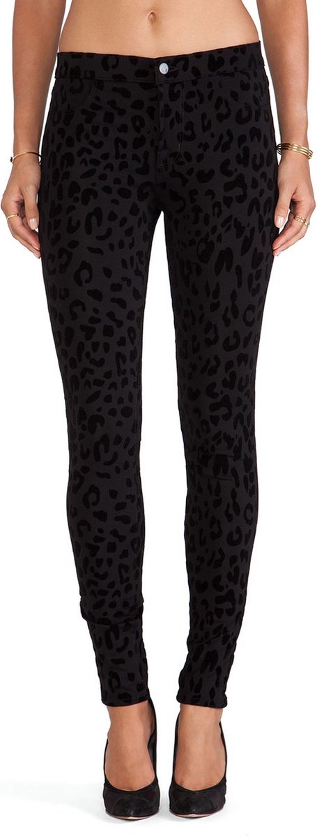 J Brand • zwarte super skinny jeans met luipaard print • maat 28