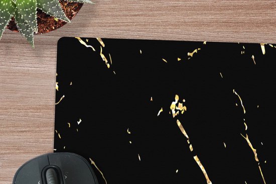 Tapis de souris XXL - Sous-main - Tapis de bureau - Marbre - Zwart - Or - Luxe - 80x60 cm - Tapis de souris XXL