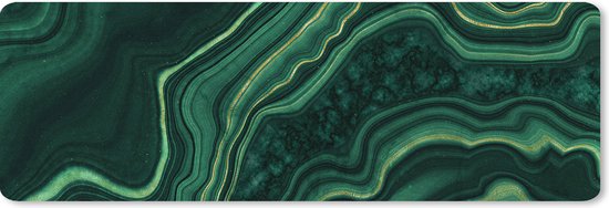 Muismat XXL 90x30 cm - Bureau onderlegger - Bureau mat Marmer - Groen - Zwart - Bureaumat - Gaming mousepad xl - Bureaulegger groot - Computer deskmat