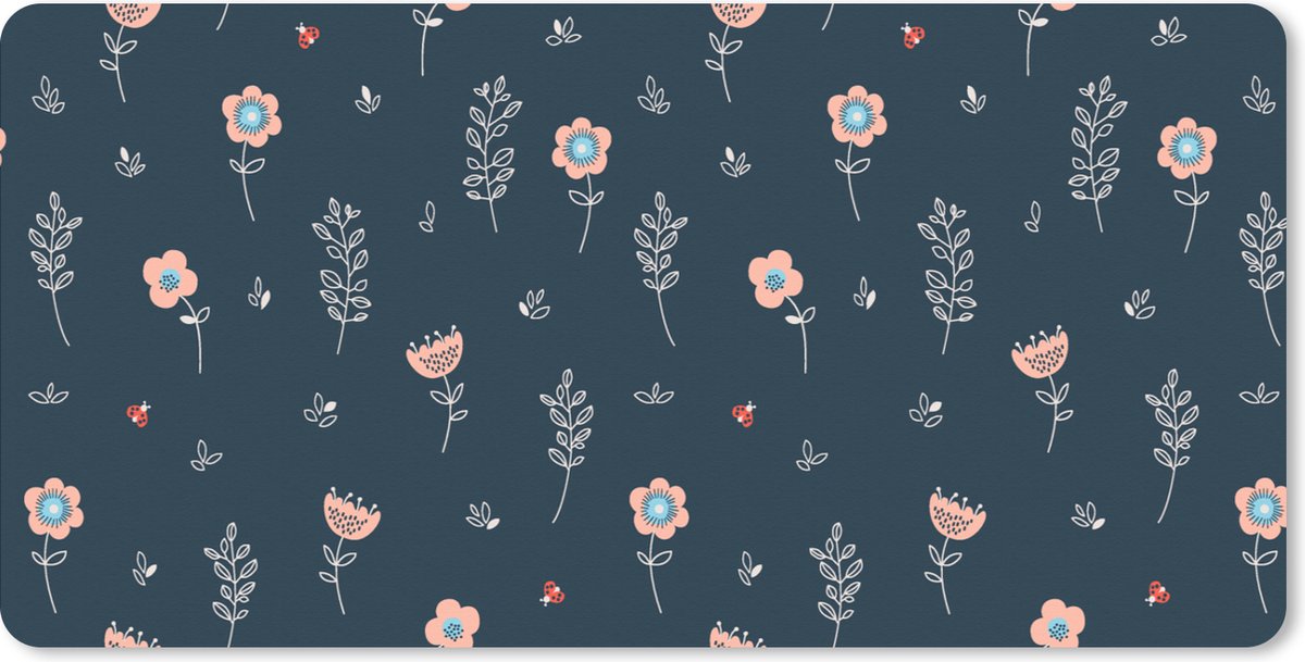 Muismat XXL 80x40 cm - Bureau onderlegger - Bureau mat Bloem - Insecten - Patronen - Bureaumat - Gaming mousepad xl - Bureaulegger groot - Computer deskmat