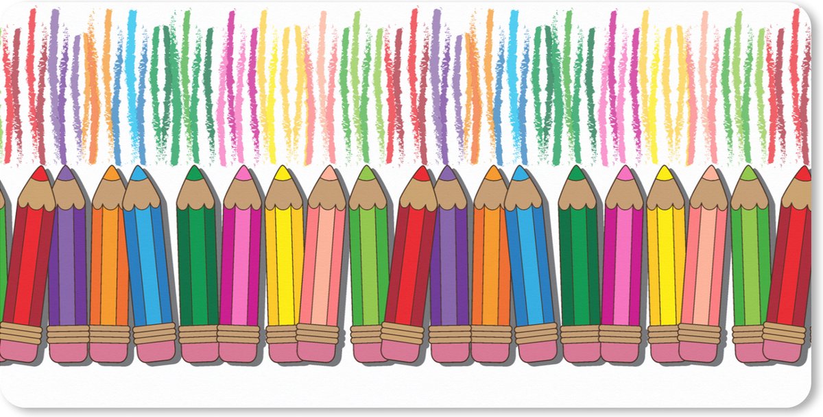Muismat XXL 80x40 cm - Bureau onderlegger - Bureau mat Kleurpotlood - Patronen - Regenboog - Bureaumat - Gaming mousepad xl - Bureaulegger groot - Computer deskmat