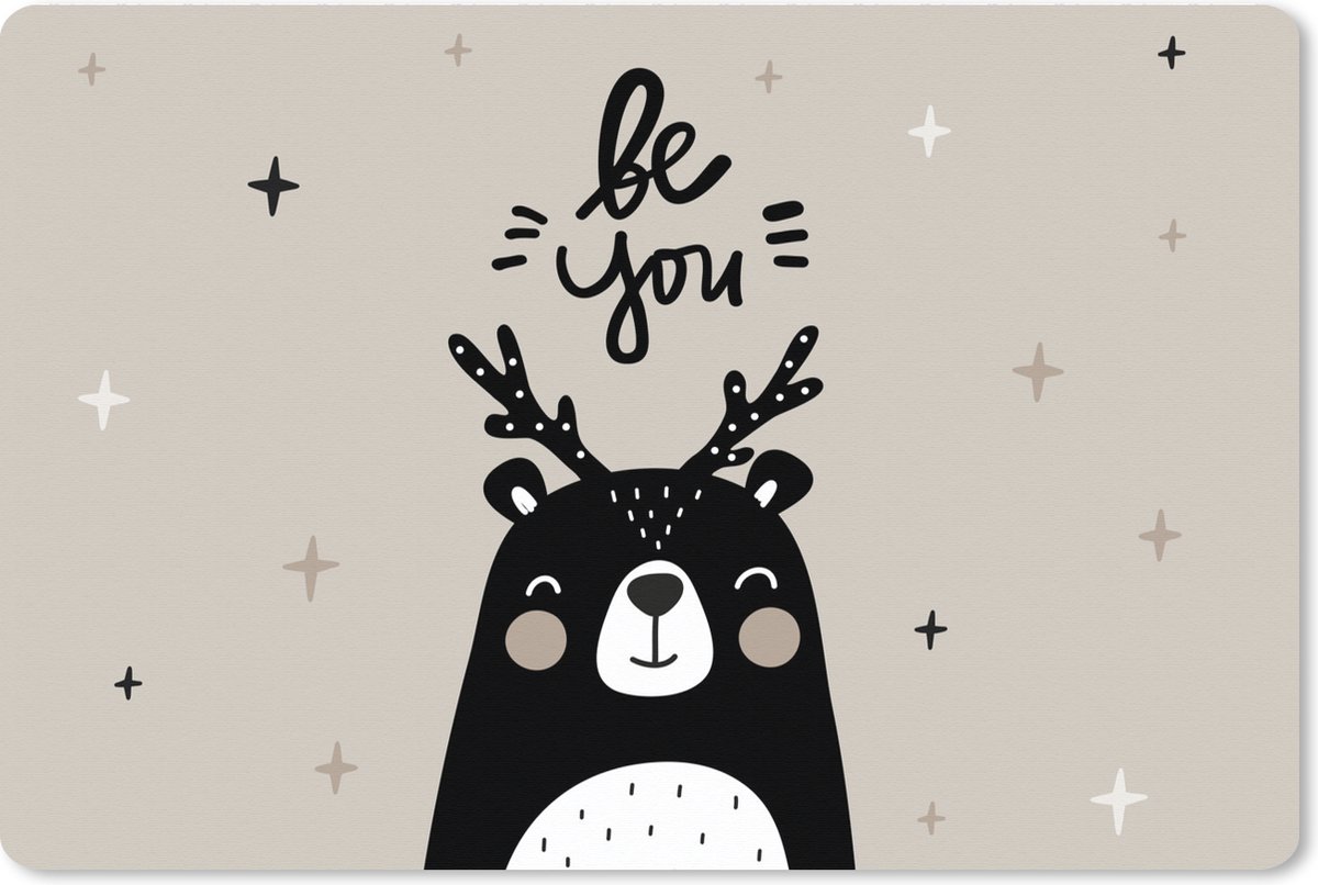 Muismat XXL 90x60 cm - Bureau onderlegger - Bureau mat Quotes - Be you - Spreuken - Kids - Baby - Jongens - Meiden - Bureaumat - Gaming mousepad xl - Bureaulegger groot - Computer deskmat