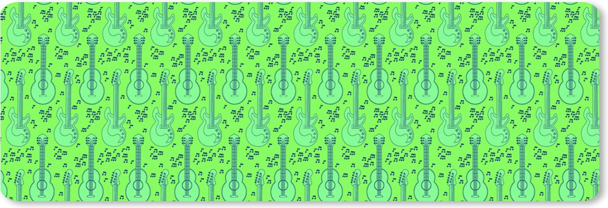 Muismat XXL 90x30 cm - Bureau onderlegger - Bureau mat Gitaar - Patronen - Groen - Bureaumat - Gaming mousepad xl - Bureaulegger groot - Computer deskmat