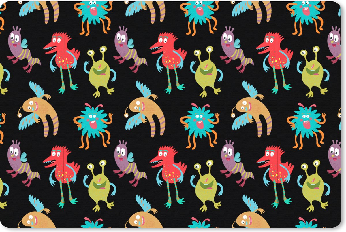 Muismat XXL 90x60 cm - Bureau onderlegger - Bureau mat Design - Monster - Kinderen - Kleur - Bureaumat - Gaming mousepad xl - Bureaulegger groot - Computer deskmat