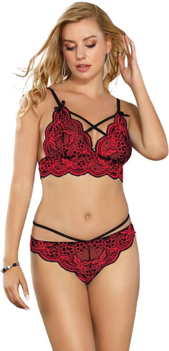 SUBBLIME SETS | Subblime Two Pieces Set Lace Top And Panties L/xl