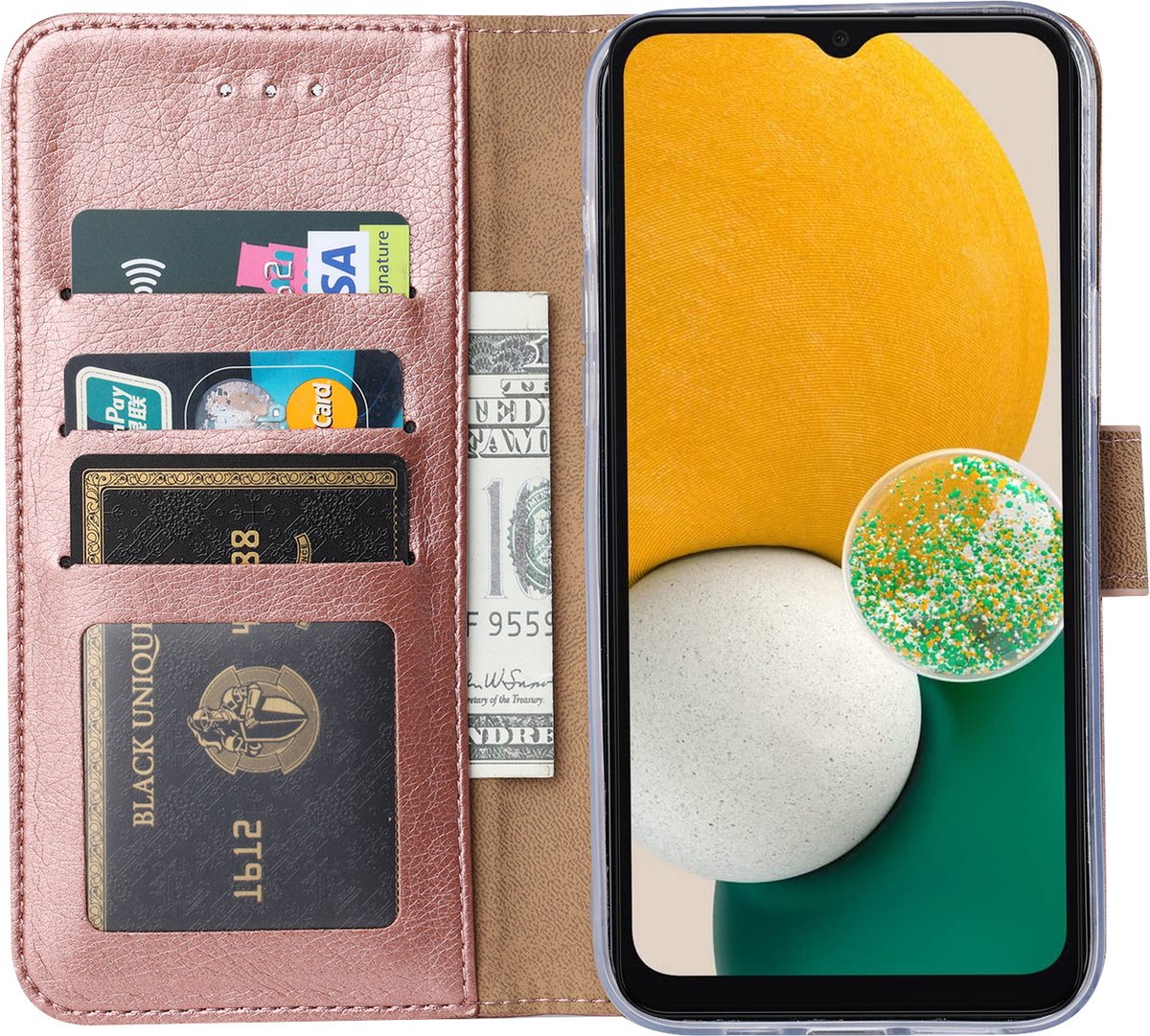 Samsung Galaxy A13 4G Hoesje - Rose goud – hoesje Samsung A13 4G – book case Samsung A13 4G - Arara