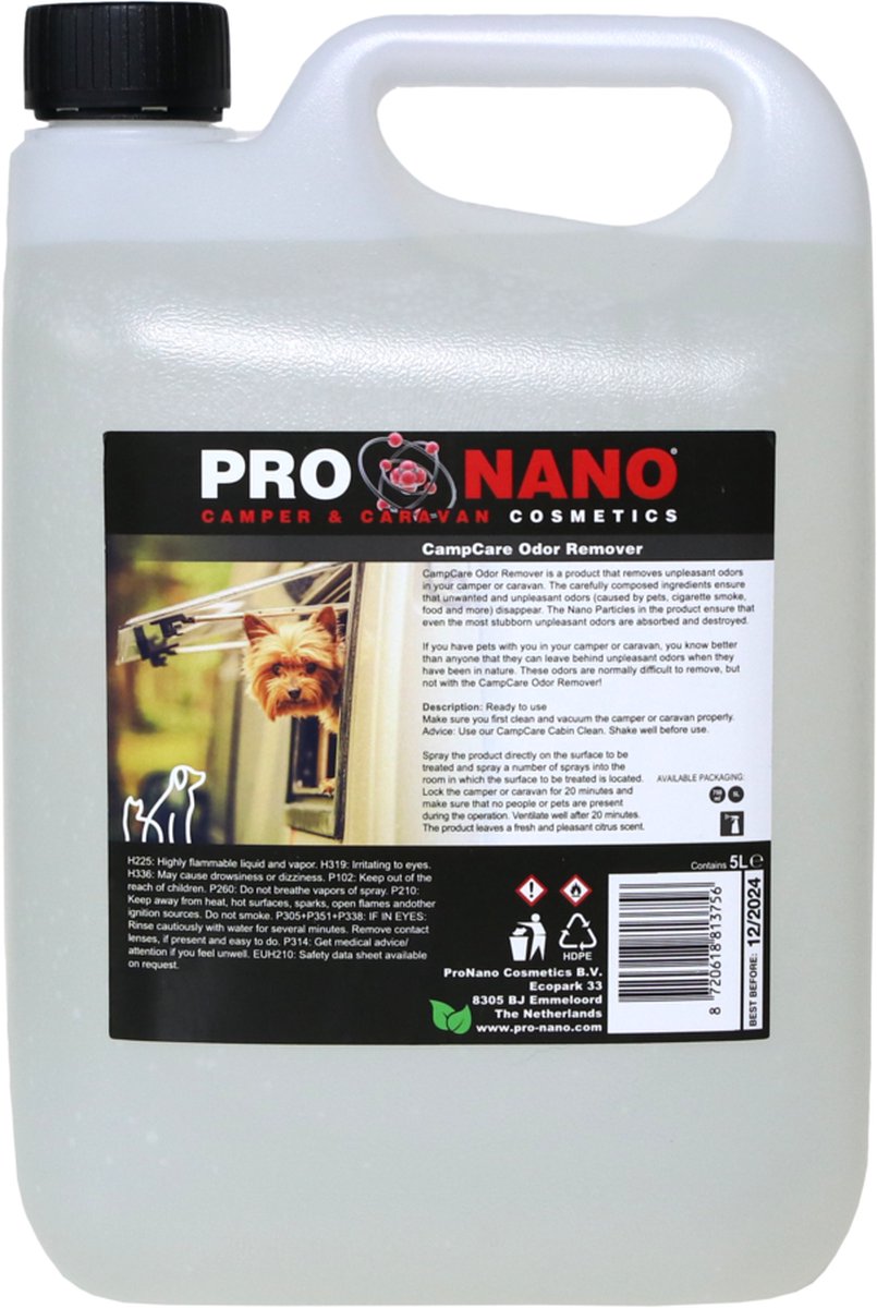 ProNano | CampCare Camper- & Caravan reinigers | Odor Remover 5L | Nano Technologie | is een product dat onaangename geurtjes in uw camper of caravan verwijdert! Pro Nano