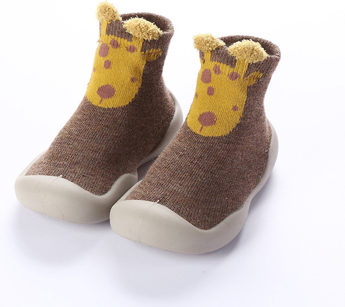 Anti-slip babyschoentjes - Soksloffen - Eerste Loopschoentjes van Baby-Slofje - Bruin Giraffe maat 20/21 - Baby-slofje.nl