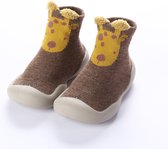 Chaussons bébé anti-glisse - Chaussons chaussettes - Premiers running Bébé- Chausson - Girafe marron taille 20/21