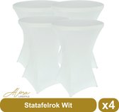 Statafelrok wit 80 cm - per 4 - partytafel - Alora tafelrok voor statafel - Statafelhoes - Bruiloft - Cocktailparty - Stretch Rok - Set van 4