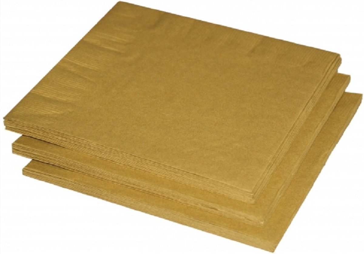 Uni kleur tafel servetten - goud - 100x stuks - 33 x 33 cm - Papier - diner tafel versiering/decoratie