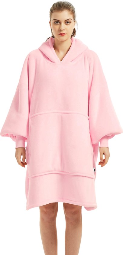 JAXY Hoodie Deken - Snuggie - Snuggle Hoodie - Fleece Deken Met Mouwen - 1450 gram - Hoodie Blanket - Light Pink