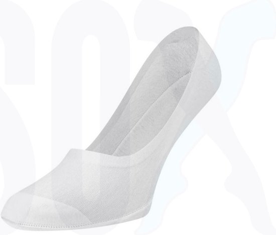 SOX 3 PACK kousenvoetjes of sneakersokken Wit 43/46 Unisex 95% katoen met 100% garantie om aan te houden door silicone boordje rondom