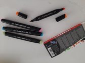 Crea Box Marabu alcohol markers - 4x sketch pen - brede en smalle punt - groen roze oranje blauw - handletteren