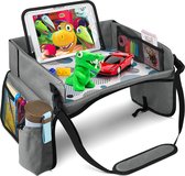 Auto en Vliegtuig Reistafel voor Kinderen - Autotafel - Eettafel - Speeltafel met Tekentafel & iPad Tablethouder voor Lange en Verre reizen - Opvouwbaar - Schoolvakanties - Grijs
