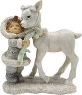 Clayre & Eef Beeld Kind 13 cm Wit Polyresin Kerstdecoratie