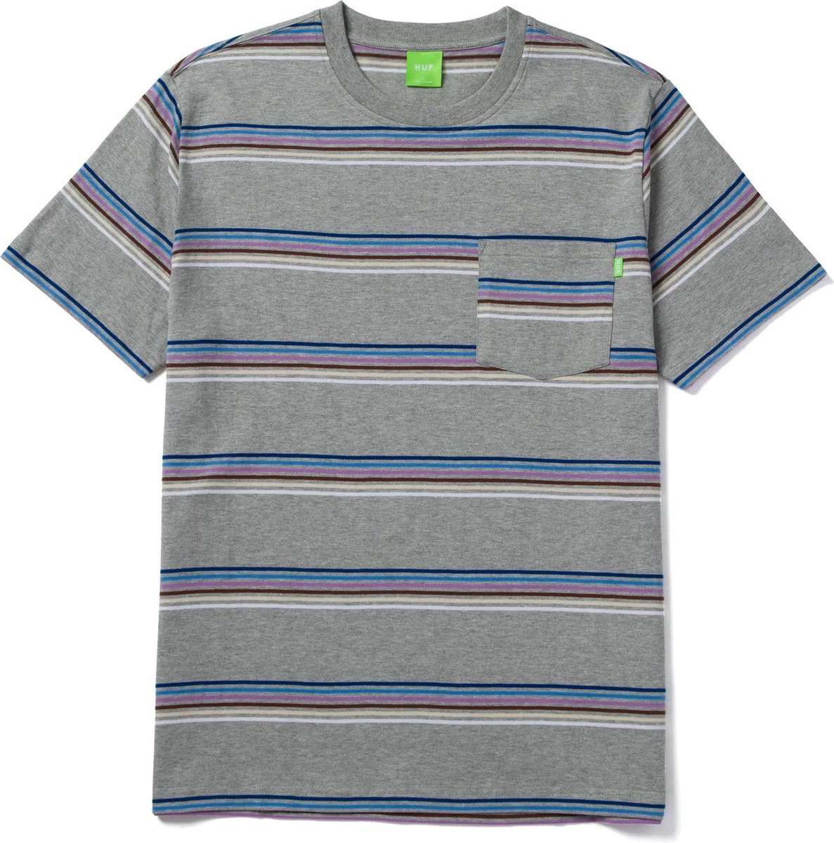 Huf Bolinas Stripe Short Sleeve Pocket T-shirt - Grey Heather
