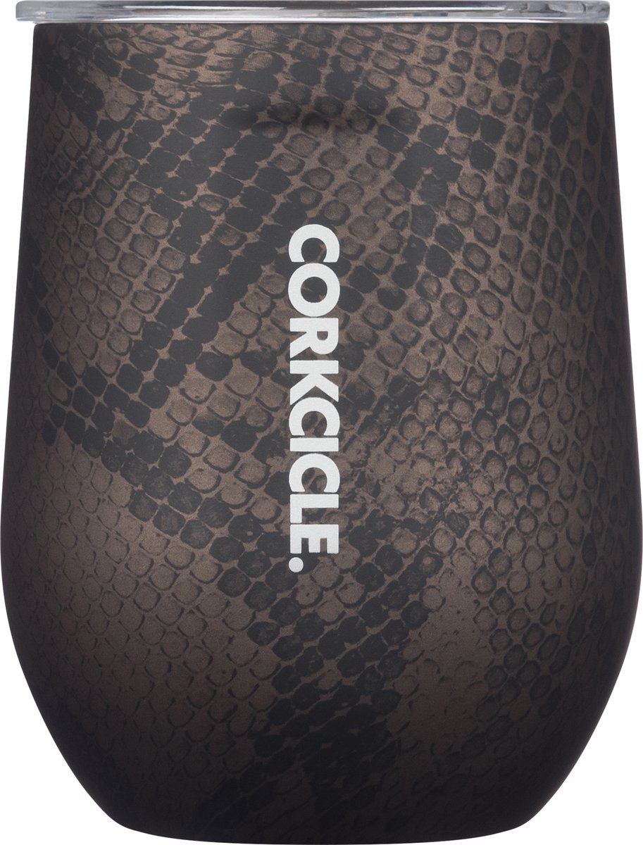Corkcicle Stemless Cup Thermosbeker voor Wijn/Koffie 355ml 12oz - RATTLE (Soft Touch) Roestvrijstaal - Bruin - driewandig