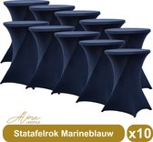 Statafelrok marineblauw 80 cm - per 10 - partytafel - Alora tafelrok voor statafel - Statafelhoes - Bruiloft - Cocktailparty - Stretch Rok - Set van 10