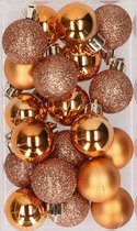 20x stuks kunststof kerstballen koper 3 cm mat/glans/glitter - Kerstversiering