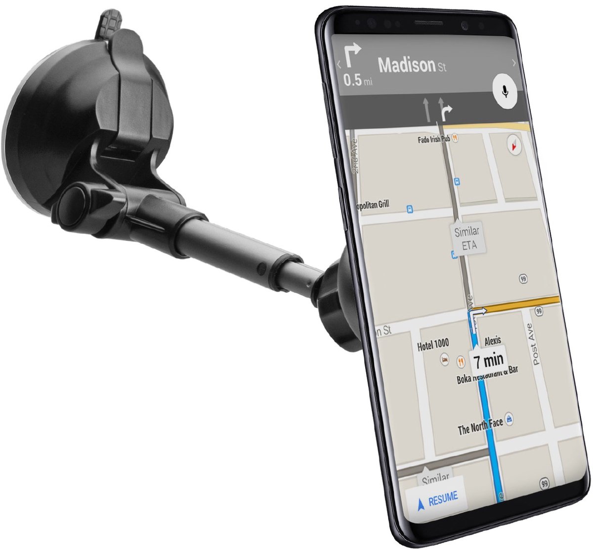 SBS Telescopic Zuignap Telefoonhouder Auto met Magneet - Zwart