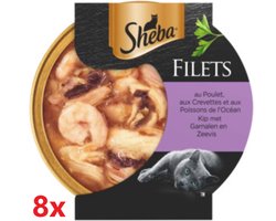 Sheba - Filets - Stukjes Kip,Garnaal & Oceaanvis in Saus - 8x60gr
