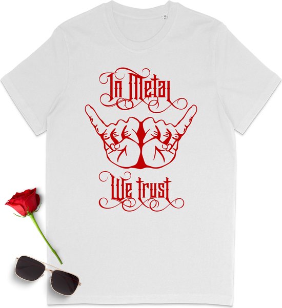 Heavy Metal t shirt - Heavy Metal Muziek fan tshirt - Dames en heren t-shirt - muziek tshirt voor vrouwen en mannen - Unisex maten: S M L XL XXL XXXL - Tshirt kleuren: wit en zwart.