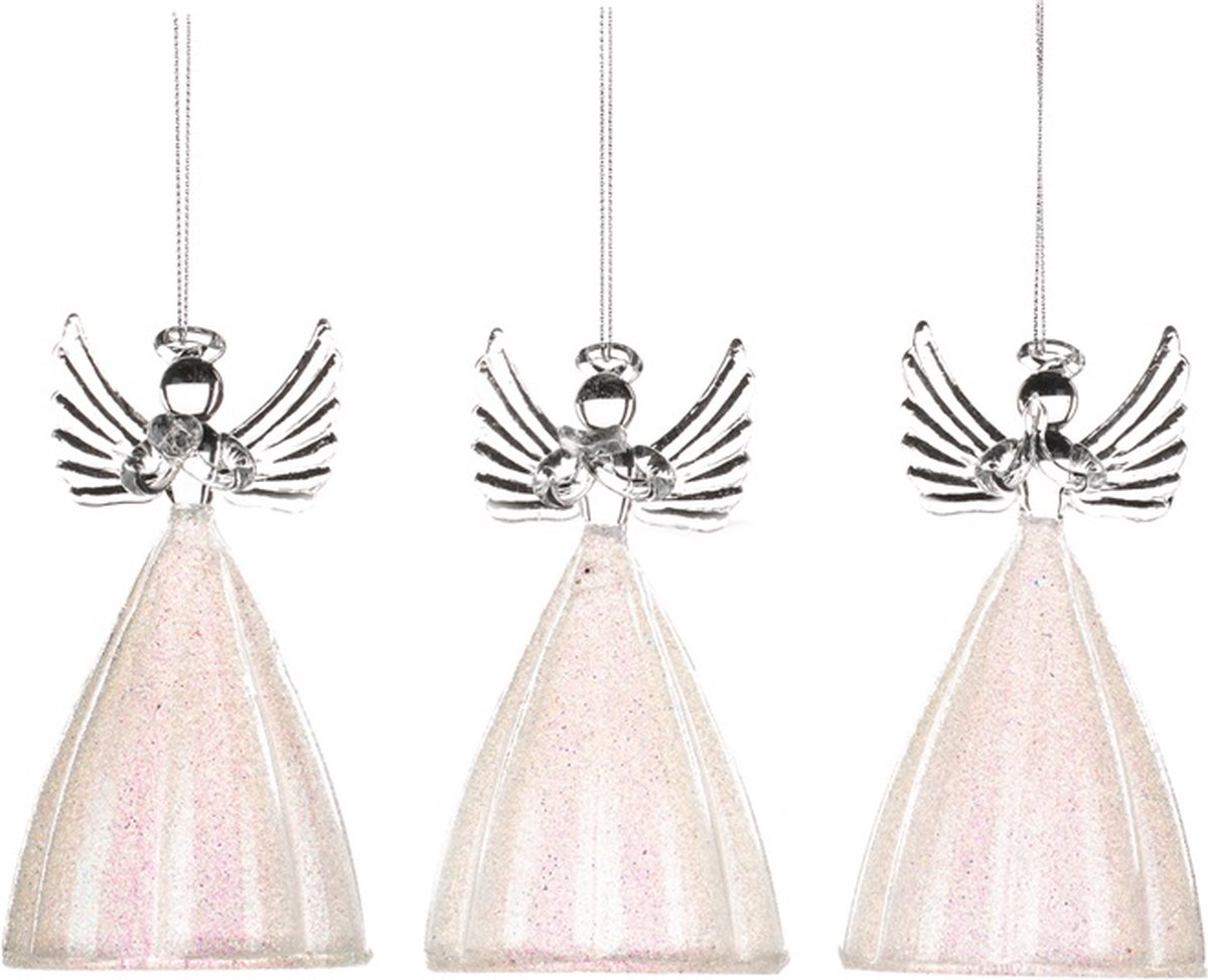 Goodwill Kerstbal-Engel Glas Wit 12 cm Voordeelaanbod Ass. Per 3 stuks
