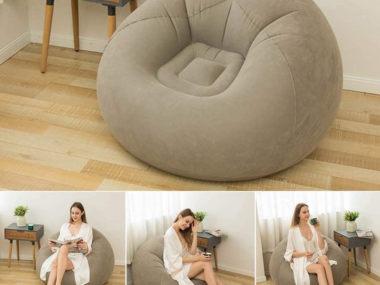 Opblaasbare sofa - beige - loungestoel - ligstoel - beanless zitzak - relax  stoel -... | bol.com