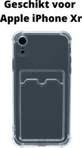 Apple iPhone Xr anti shock hoesje met pas houder - iPhone Xr siliconen case transparant met card holder - Apple iPhone Xr siliconen back case / cover met kaart houder