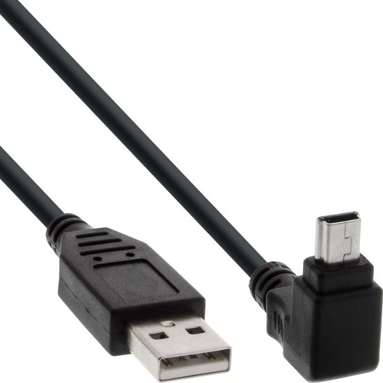 InLine USB 2.0 kabel USB A - USB B Mini 5-pins haaks 1.5m Zwart | bol