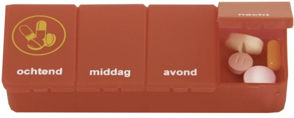 Goedkoopste Klein pillendoosje 1 dag 4-vaks Rood