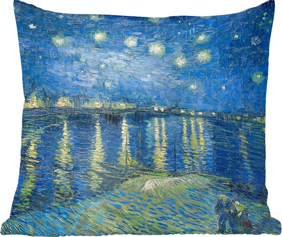 Sierkussens - Kussentjes Woonkamer - 50x50 cm - De Sterrennacht - Schilderij van Vincent van Gogh