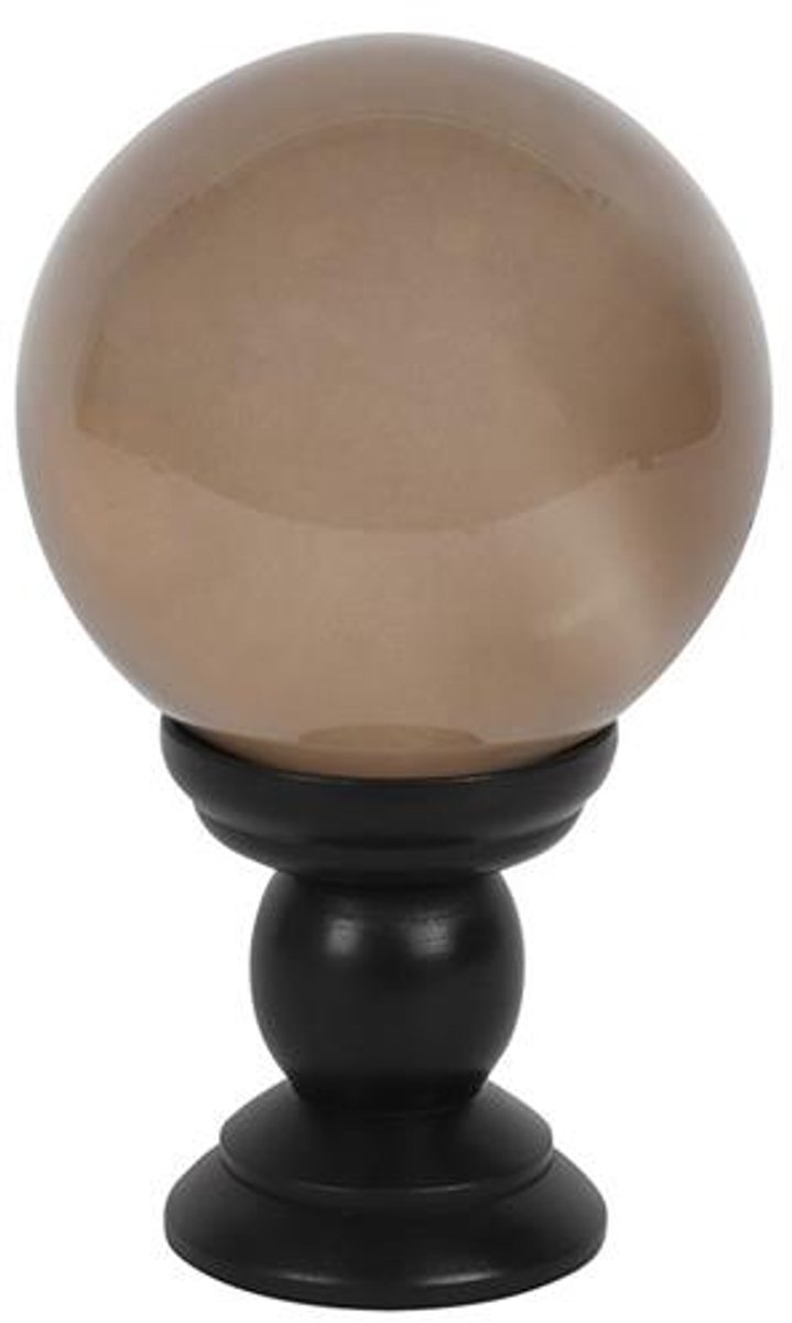 Something Different Kristallen bol Smoke Grey Large on Wooden Stand Grijs