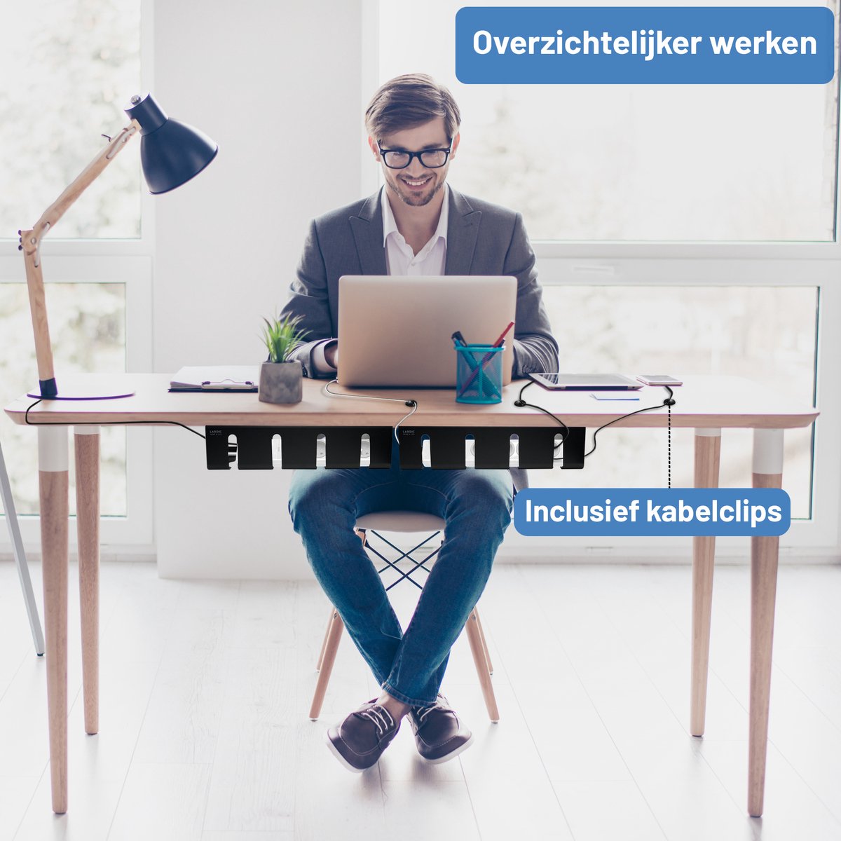 Lardic Home & Life Lardic Metalen Kabel organiser Onder Bureau - Kabelgoot Bureau - Plakken of Schroeven - Kabelbox