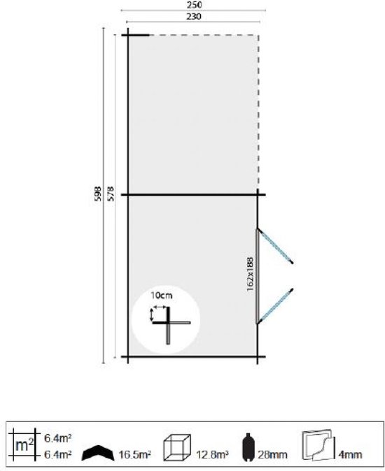 Blokhut Freddy met overkapping - 300x250 cm + luifel 298 cm - groen geïmpregneerd