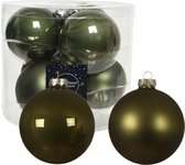 16x stuks kerstballen mos groen van glas 10 cm - mat/glans - Kerstversiering/boomversiering