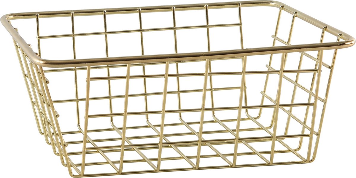 Svenska Living Draadmand - goudkleurig - 20 x 15 x 8 cm - opbergmand - Keukenmandjes/sokkenmandjes