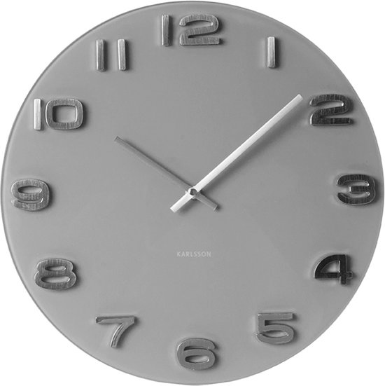 Karlsson Vintage Round - Horloge - Rond - Verre - Ø35 cm - Gris