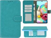 Geschikt voor Samsung Galaxy A52s 5G Hoesje - Bookcase - Pu Leder Wallet Book Case Turquoise Cover