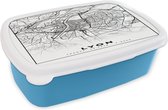Lunch box Blauw - Lunch box - Boîte à pain - Lyon - Plan de ville - Carte - Carte - France - Zwart et blanc - 18x12x6 cm - Enfants - Garçon