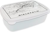 Broodtrommel Wit - Lunchbox - Brooddoos - Plattegrond - Bielefeld - Kaart - Stadskaart - 18x12x6 cm - Volwassenen