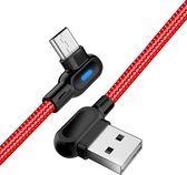 1m 2A USB-A naar Micro USB Weave/Nylon Style Dubbele Elleboog Data Sync/Oplaadkabel (Rood)