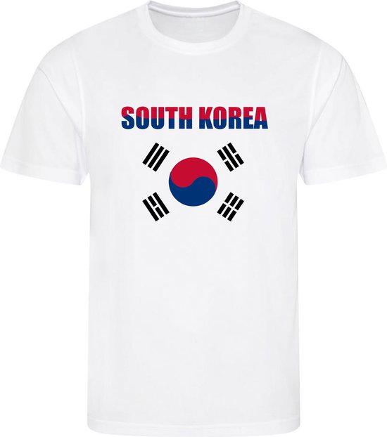 WK - South Korea - 대한민국 - T-shirt Wit - Voetbalshirt - Maat: S - Wereldkampioenschap voetbal 2022