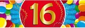 16 jaar leeftijd sticker 19 x 6 cm - 16 jaar verjaardag/jubileum versiering