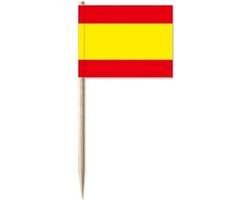 Cocktailprikkers van vlag Spanje - 50x stuks - mini vlaggetjes - Spaans versiering prikkertjes - 8 cm