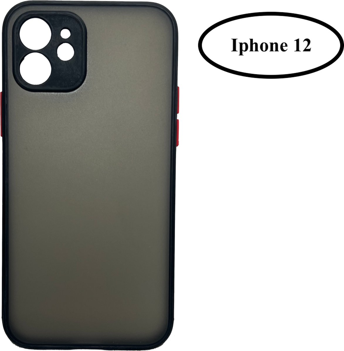 Iphone 12 hoesje – Iphone Cover – Telefoonhoesje – Shock Proof – Telefoon beschermer - zwart met rood