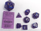 Chessex Borealis Mini-Polyhedral Koningspaars/goud Lichtgevende Dobbelsteenset (7 stuks)